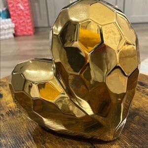 Gold Heart-Shaped Home Art Sculpture